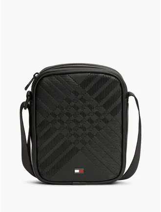 Tommy Hilfiger Mens Debossed Mini Reporter Bag - Black