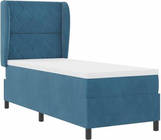 vidaXL Box Spring Bed with Mattress Dark Blue 200 x 80 cm Polyester vidaXL
