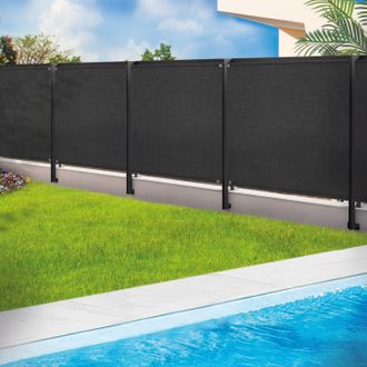 IDMarket Biombo Reforzado 1,5 X 10 M Negro 220 Gr/m&sup2; Luxury Pro