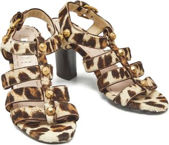 Miu Miu Sandali a punta aperta con borchie - Marrone