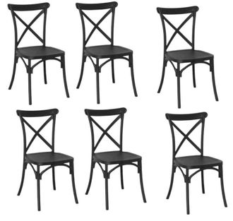 Far Kit 6 Sedie Polipropilene Cucina Bar Ristorante Sedia Interno Esterno Cross Nero 436v