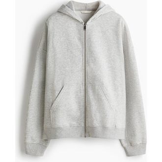 H&M Zip-through Hoodie in Light Gray Melange at Nordstrom, Size Xx-Large