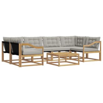 vidaXL Conjunto De Sof&aacute;s De Exterior 7 Pcs Blanco Y Gris Claro Vidaxl
