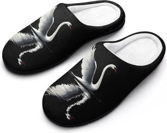 Generic Graceful Swan In Water Mens Slippers Memory Foam Winter Warm Sandals Slip On House Shoes Size 7-14