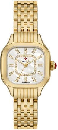 Michele Meggie Diamond Dial Two-Tone Bracelet Watch, 29mm in Gold at Nordstrom