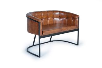 Giner&Colomer Sof&aacute; en cuero cuero natural y metal marr&oacute;n