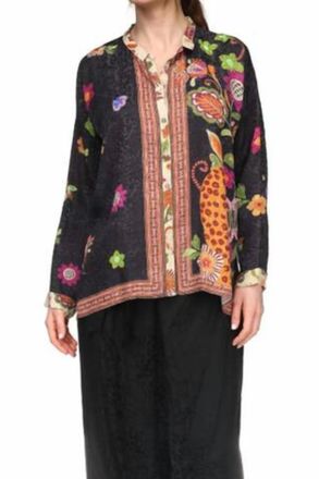 Johnny Was Womens Audrey Oversized Shirt In Black Multi