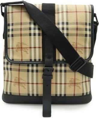 Burberry Pre-owned Cross Body Bags, female, Beige, Size: ONE SIZE Pre-owned Canvas Shoulder Bag