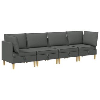 vidaXL Juego De Sof&aacute; Modular Con Almacenamiento 4 Pcs Gris Oscuro Tela Vidaxl