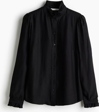 H&M Bluse mit Volantkragen - Schwarz