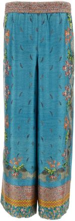 Pierre-Louis Mascia Aloe floral-print palazzo pants - Blue