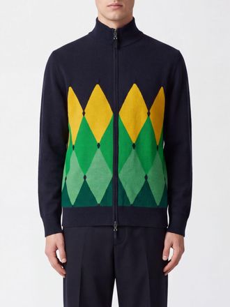Ballantyne Argyle Pattern 100% Cashmere Zip Cardigan