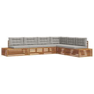vidaXL Conjunto De Sof&aacute;s De Exterior 6 Pieza Gris Natural Y Claro Vidaxl