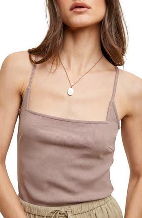 Wishlist Ribbed Square Neck Cami in Mocha at Nordstrom Rack, Size Medium