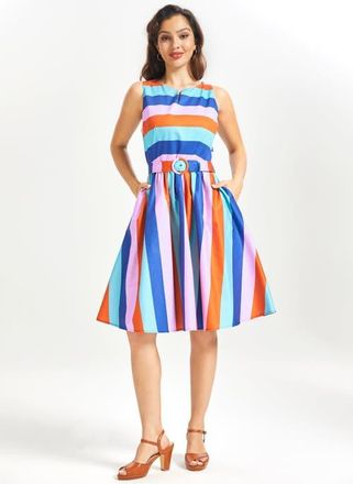 ModCloth The Weekend Whirl Fit and Flare Dress in Mod Stripe at Nordstrom, Size X-Small