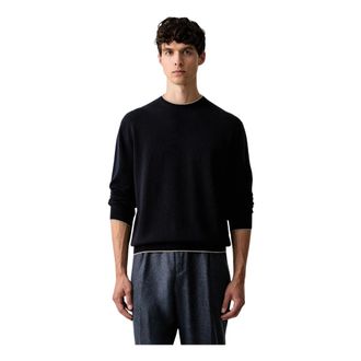 Paul & Shark Truien & Vesten, Heren, Blauw, M, Kasjmier, Contrast-trim Cashmere Sweater