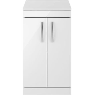 Nuie Nuie - Athena Floor Standing 2-Door Vanity Unit and Worktop 500mm Wide - Gloss White