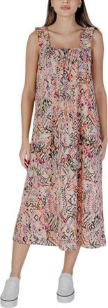 b.young Geprinte Midi-jurk Zonder Mouwen Met Vierkante Halslijn