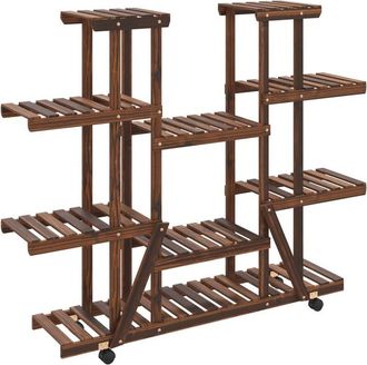 vidaXL Soporte De Flores Con Ruedas Madera Maciza Abeto 110x25x115 Cm Vidaxl