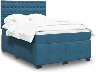vidaXL Cama Box Spring Con Colch&oacute;n Terciopelo Azul 140x200 Cm Vidaxl