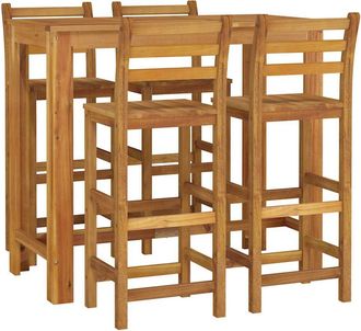 vidaXL Mesa Y Taburetes Altos De Jard&iacute;n 5 Pzas Madera Maciza Acacia Vidaxl