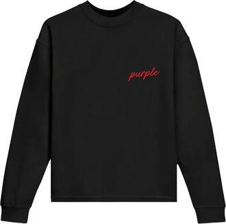 Purple T-shirt a maniche lunghe con logo ricamato - Nero