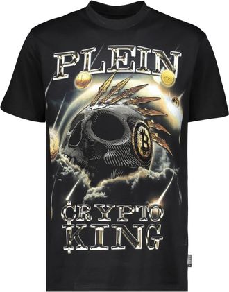 Philipp Plein Maxi Print Katoenen T-shirt - Heren - T-shirts - Zwart - XL - Katoen - Tops