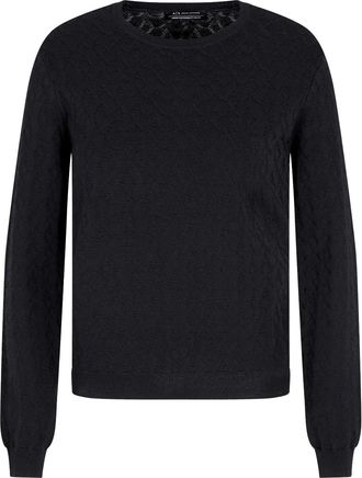 A|X Armani Exchange Top in maglia con monogramma - Nero
