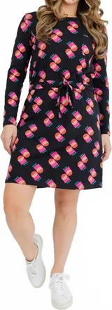 Mata Traders Abby Long Sleeve Dress Memphis Shapes In Black