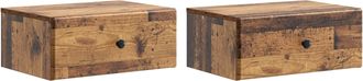 vidaXL Mesita De Noche De Pared 2 Uds. Madera Envejecida Vidaxl