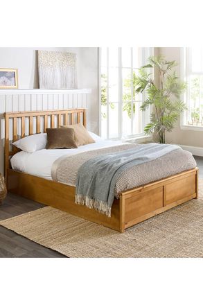 Aspire Home Accents Wooden Ottoman Storage Bed in Natural | Size: Single