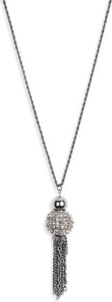 Kenneth Jay Lane Pav&eacute; Tassel Pendant Necklace in Gun Metal at Nordstrom Rack