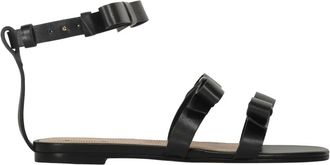 Red Valentino Verstelbare-band platte sandaal - Dames - Sandalen - Zwart - 37 1/2 EU - Leer - Schoenen