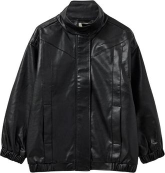 The Garment Leren Oversized Bomberjack - Dames - Zomerjassen - Zwart - XS - Leer - Jassen