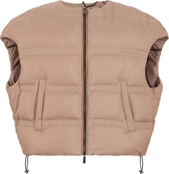 Moorer Dayana Gevulde Bodywarmer - Dames - Bodywarmers - Beige - XS - Leer - Jassen