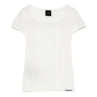 Pinko Round-neck Knitwear, female, White, Size: M Tambora T-shirt
