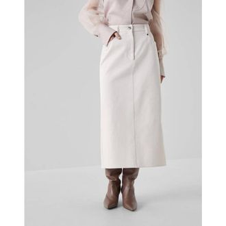 Brunello Cucinelli Off White Straight Cotton Skirt, Brand Size 38 (US Size 4)