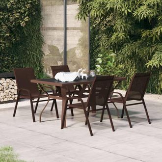 vidaXL Juego De Comedor De Jard&iacute;n 5 Piezas Con Cojines Marr&oacute;n Y Negro Vidaxl