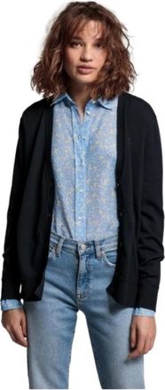 GANT V-hals Cardigan met Knopen - Dames - Vesten - Blauw - 3XL - Katoen - Truien & Vesten