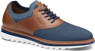 Johnston & Murphy Braxton Knit Saddle Shoe in Navy Knit/Cognac Full Grain at Nordstrom, Size 11.5
