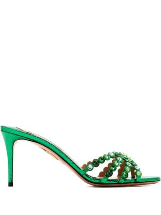 Aquazzura Sandali con cristalli - Verde