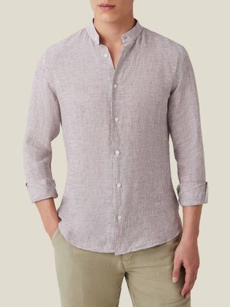 Luca Faloni Striped Nocciola Linen Versilia Shirt