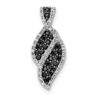 Diamond2Deal 14k White Gold 1/3 carat White and Black Diamond Fancy Curve Chain Slide