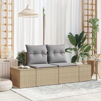 vidaXL Sof&aacute; De Jard&iacute;n Con Coj&iacute;n Beige 123 X 62 X 69cm Rat&aacute;n Sint&eacute;tico Vidaxl