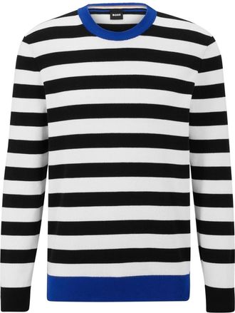 HUGO BOSS Mens Girasole Crew Neck Ribbed Collar Long Sleeve Sweater in Black - Size 2XL