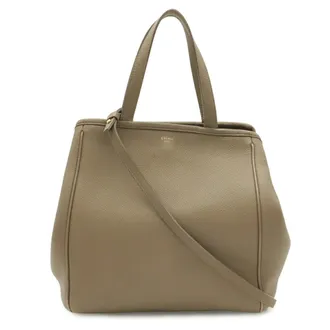 Celine Grayish Leather Shoulder Bag Tote Bag (Pre-Owned)