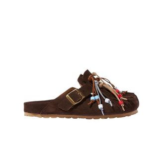Scarosso Gea Bruine Muilezel met Kwastjes en Kralen - Dames - Slip ons - Bruin - 39 EU - Su&egrave;de - Schoenen
