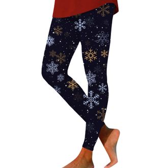 Generic Christmas Leggings for Women UK Funny Xmas Tree Reindeer Wine Glass Snowflake Printed Trendy Holiday Yoga Pants Skinny High Waist Sports Tights Ladies