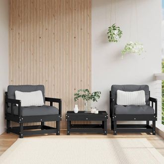 vidaXL Sillones De Jard&iacute;n 2 Unidades Madera Maciza Pino Negro Vidaxl