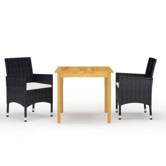 vidaXL Vidaxl Set Mobili Da Pranzo Per Giardino 3 Pz Nero